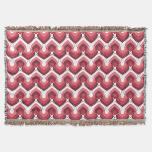 Bold Retro Modern Motif in Pinks Throw Blanket