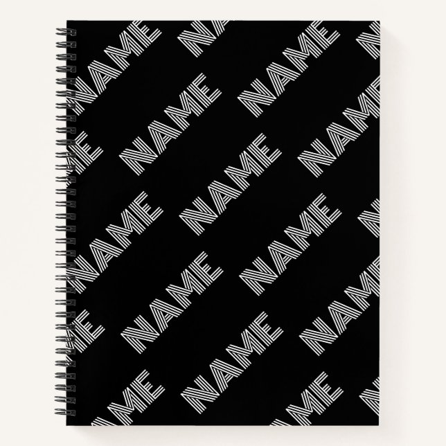 Bold Retro-modern Name or Word Pattern Notebook (Front)