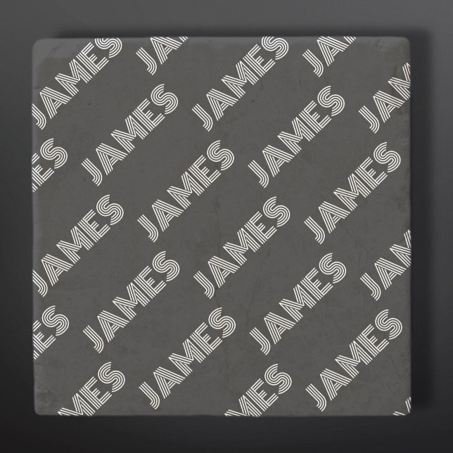 Bold Retro-modern Name or Word Pattern Stone Coaster (Creator Uploaded)