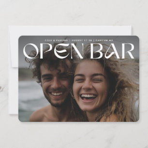 Bold Retro Modern Open Bar FullBleed Photo Wedding Save The Date