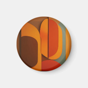 Bold Retro Orange Midcentury Abstract Magnet