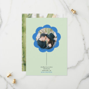 Bold Retro Painted Flower Frame Photo Wedding Save The Date