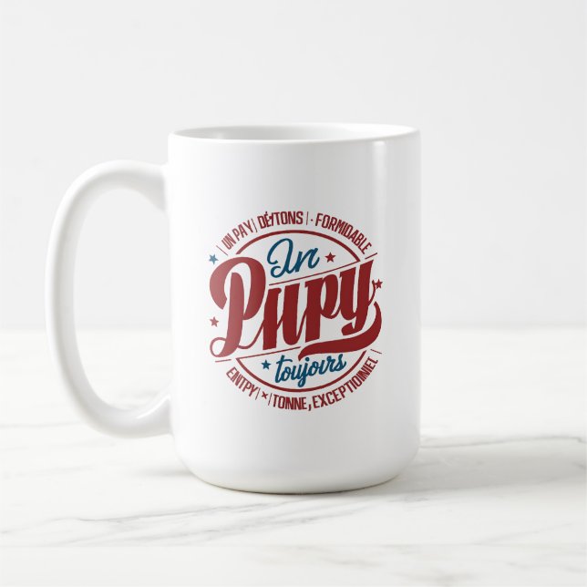 Bold Retro Papy Circle Typography Coffee Mug (Left)