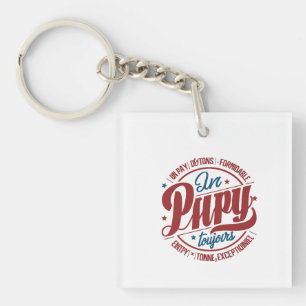 Bold Retro Papy Circle Typography Keychain