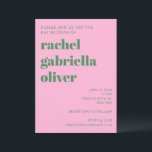 Bold Retro Pink and Green Simple Cute Bat Mitzvah Invitation<br><div class="desc">Bold Retro Pink and Green Simple Cute Bat Mitzvah Invitation</div>