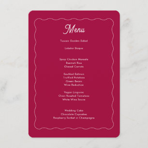 Bold Retro Pink Magenta Wave Frame Wedding Menu