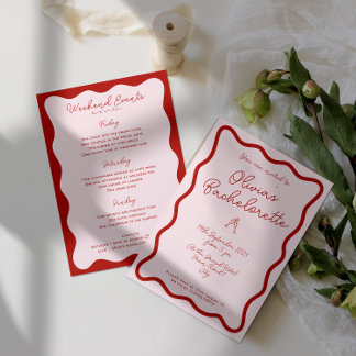 Bold Retro Pink & Red | Bachelorette Bash Invitation
