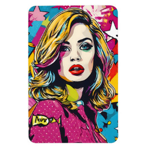 Bold Retro Pop Art Portrait Magnet