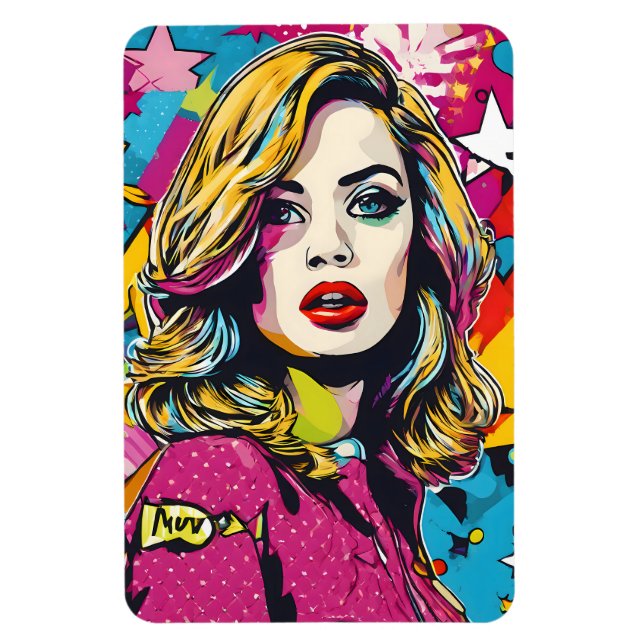 Bold Retro Pop Art Portrait Magnet (Vertical)