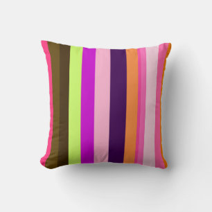 Bold Retro Rainbow Stripe Pattern Throw Pillow
