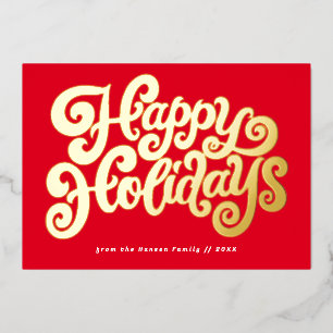 Bold Retro Script Foil Holiday Card