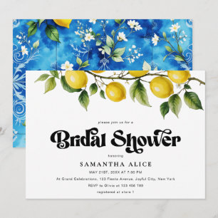 Bold Retro Script Italian Positano Bridal Shower Invitation