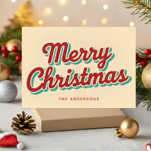 Bold Retro Script Merry Christmas Typography Holiday Card