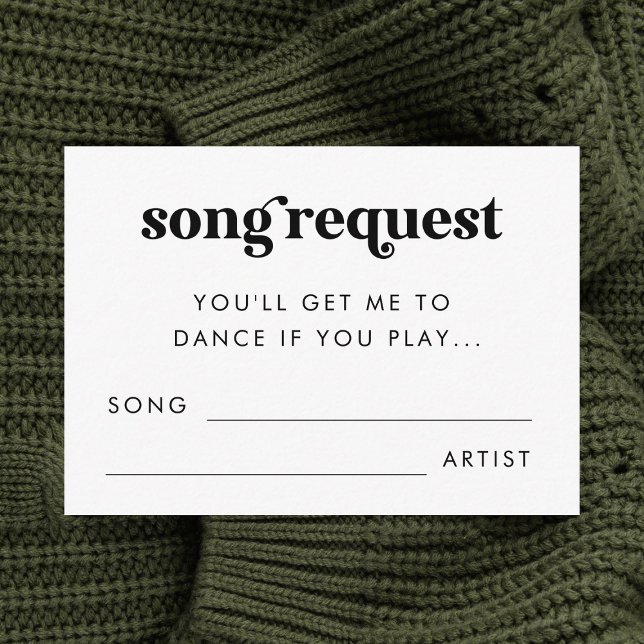 Bold Retro Script Wedding Minimalist Song Request Enclosure Card (Creator Uploaded)