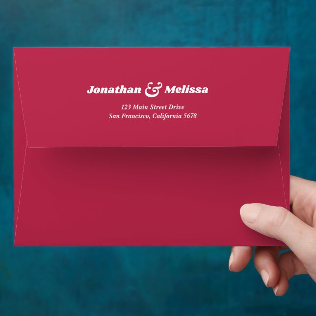 Bold Retro Simple Chic Viva Magenta Wedding Envelope (Hand)