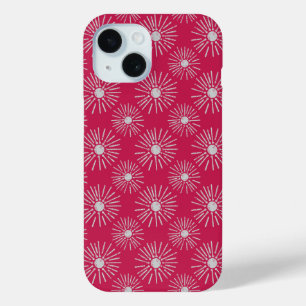 Bold Retro Sunburst Pattern in Deep Pink iPhone 15 Case