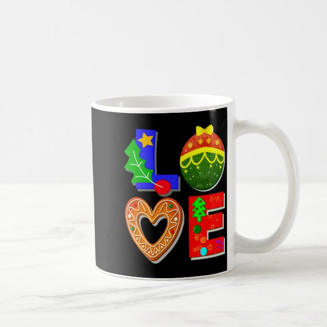 Bold Retro Tygraphy Love Xmas And Cookies T Shirt  Coffee Mug (Right)