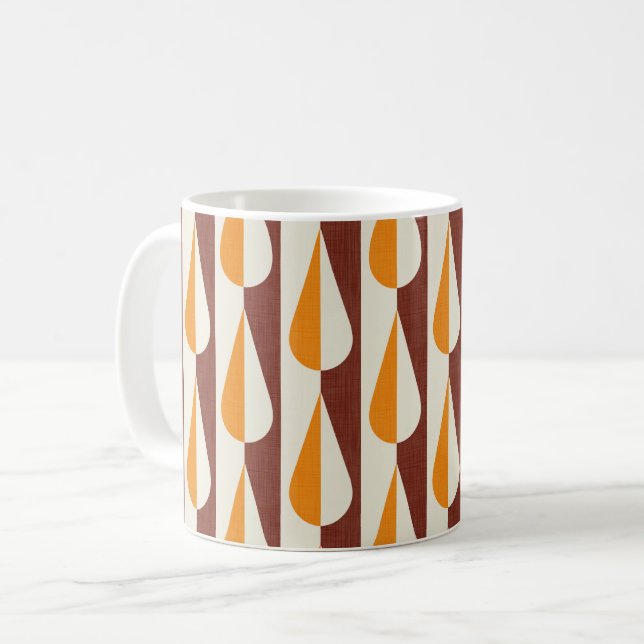 Bold retro water drop orange coffee mug (Front Left)
