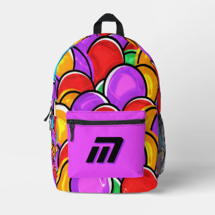 Bold Retro Wavy Pop Art Custom Monogram Backpack