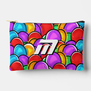 Bold Retro Wavy Pop Art Custom Monogram Cosmetic Accessory Pouch