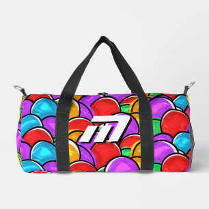 Bold Retro Wavy Pop Art Custom Monogram Duffle Bag