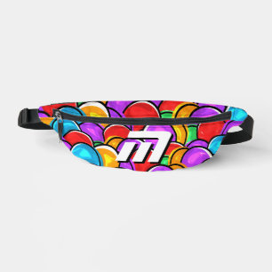 Bold Retro Wavy Pop Art Custom Monogram Fanny Pack