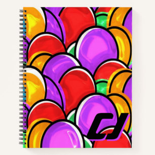 Bold Retro Wavy Pop Art Custom Monogram Notebook