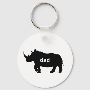  Bold Rhino Dad – Strong Silhouette Tribute Keychain