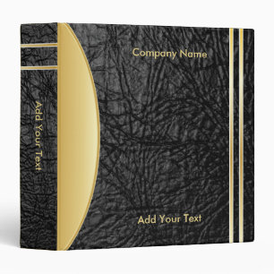 Bold Rich Black Leather and Gold Company Design Binder