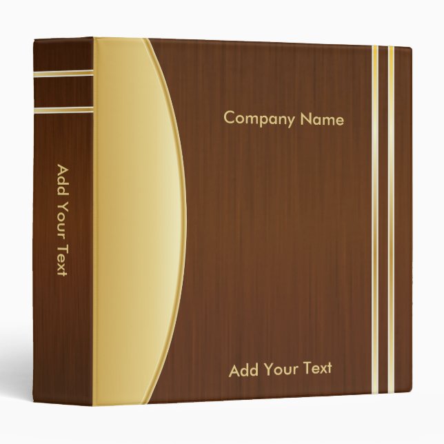 Bold Rich Brown and Gold Company Design Binder (Front/Spine)