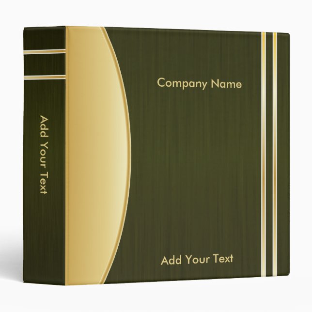 Bold Rich Dark Olive Green and Gold Company Design Binder (Front/Spine)