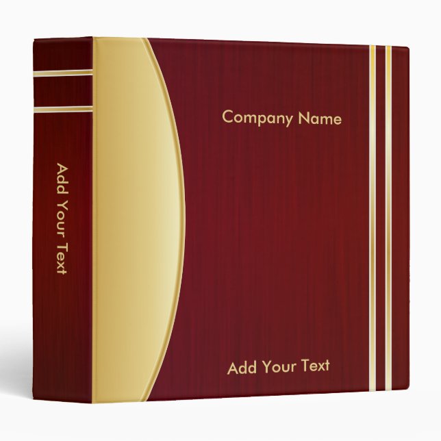Bold Rich Dark Red and Gold Company Design Binder (Front/Spine)