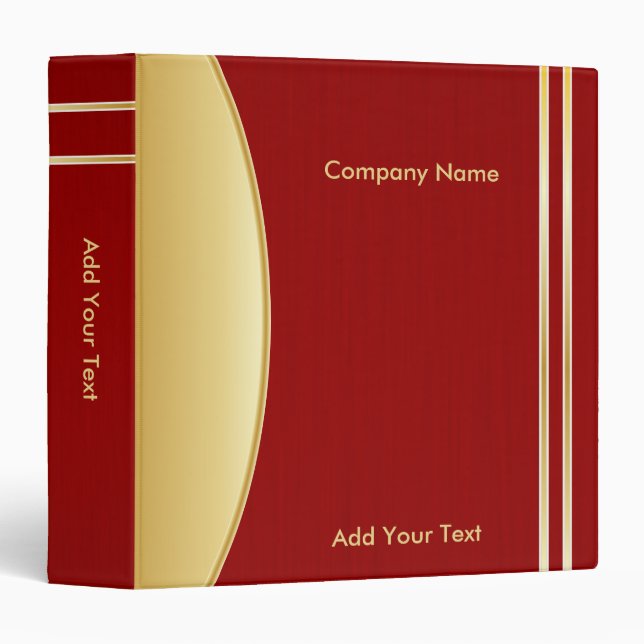 Bold Rich Red and Gold Company Design Binder (Front/Spine)