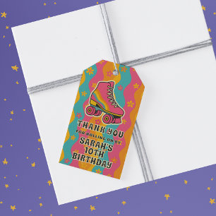 Bold Roller Skating Girl Birthday Party Thank You Gift Tags