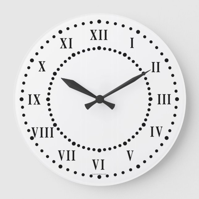 Bold Roman Numberals With Guide Dots Large Clock (Front)