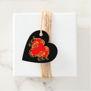Bold Romantic Valentine Red Goth Heart Favour Tags