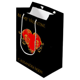 Bold Romantic Valentine Red Goth Heart Medium Gift Bag