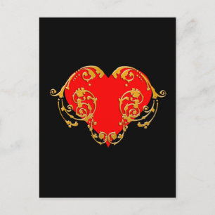 Bold Romantic Valentine Red Goth Heart    Postcard