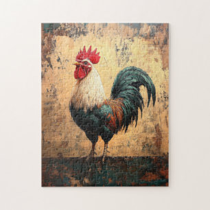 Bold Rooster Chicken Oil Painting Jigsaw Puzzle