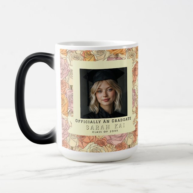 Bold Rose Pattern College Grad Magic Mug (Left)