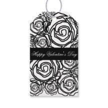 'Bold Rose Valentine' (b/w) Gift Tag