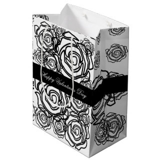 'Bold Rose Valentine' (b/w) Medium Gift Bag
