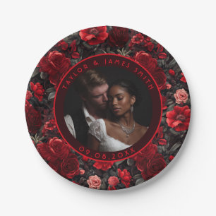 Bold Rose Wildflower Paper Plates For Bridal Showe