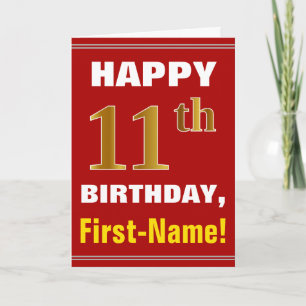 Bold, Rouge, Faux Gold 11e anniversaire avec carte