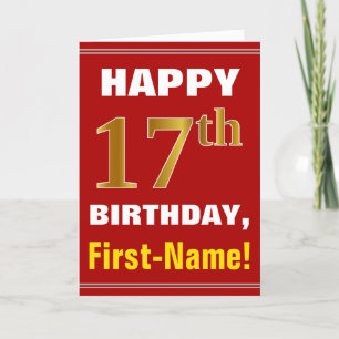 Bold, Rouge, Faux Gold 17e anniversaire avec carte