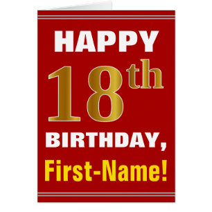 Bold, Rouge, Faux Gold 18e anniversaire avec carte