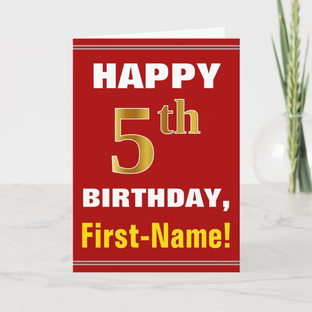 Bold, Rouge, Faux Gold 5e anniversaire avec carte  (Devant)