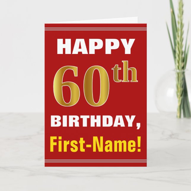 Bold, Rouge, Faux Gold 60e anniversaire avec carte (Devant)