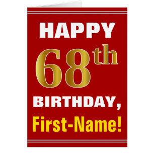 Bold, Rouge, Faux Gold 68e anniversaire avec carte