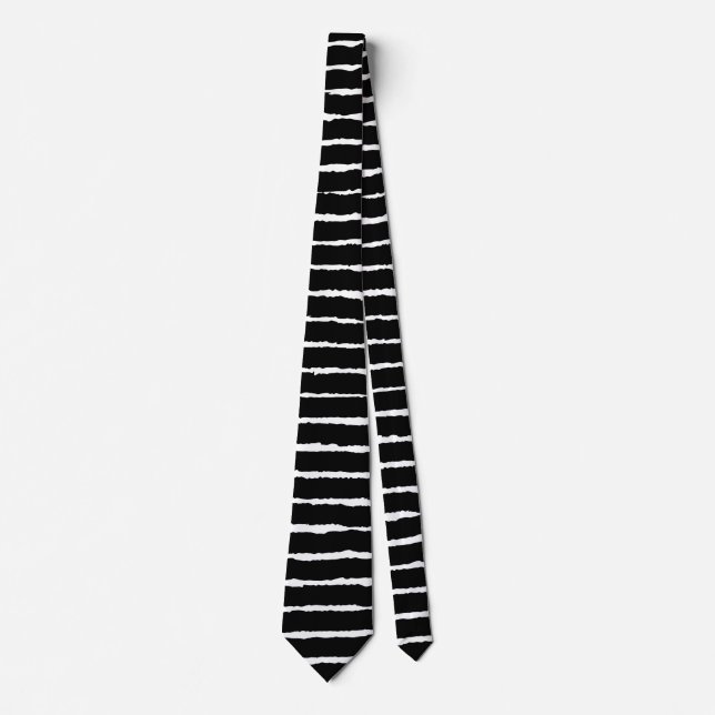 Bold Rough Stripes - Black on White Tie (Front)